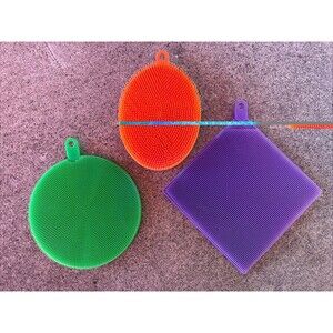 Handy Housewares 4-5.5" Silicone Dish Scrubbing Sponge Cleaning Scrubber 3pc